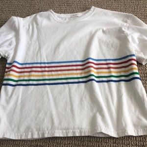 White brandy Melville shirt with a rainbow